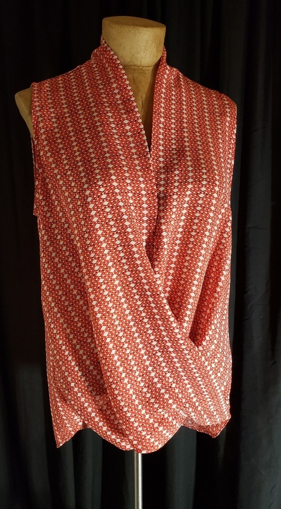 Pleione Surplice Sleeveless Twist Wrap Blouse